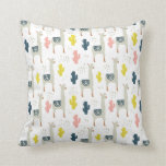 Cactus &amp; Llamas Pattern Throw Pillow
