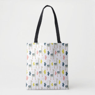 Cactus & Llamas Pattern Tote Bag