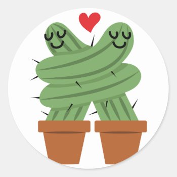 Cactus Love Classic Round Sticker by Windmilldesigns at Zazzle