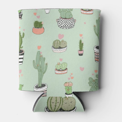 Cactus Love Cute Cartoon Pattern Can Cooler