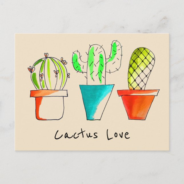 Cactus love Mexican desert cute illustration Postcard (Front)