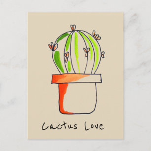 Cactus love Mexican desert cute illustration Postcard