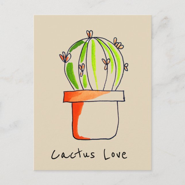 Cactus love Mexican desert cute illustration Postcard (Front)