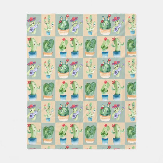 cactus love - watercolor (2) fleece blanket (Front)
