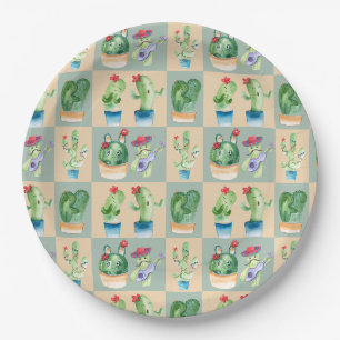 cactus love - watercolor (2) paper plates