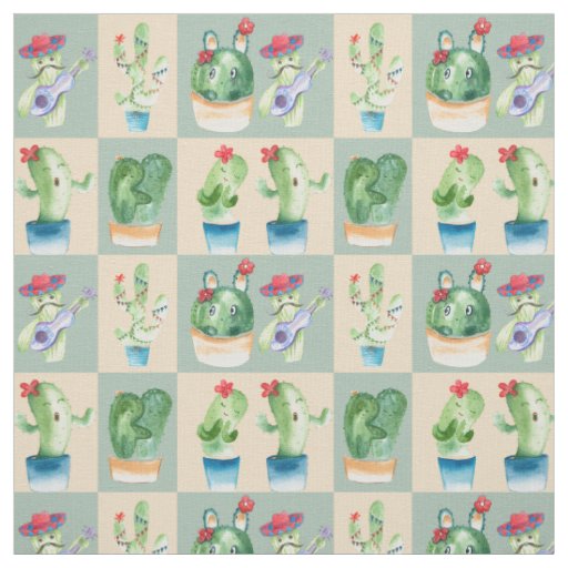 cactus love - watercolor, fabric