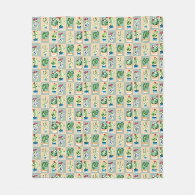 cactus love - watercolor fleece blanket (Front)