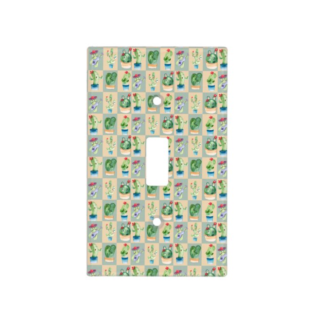 cactus love - watercolor light switch cover (Front)