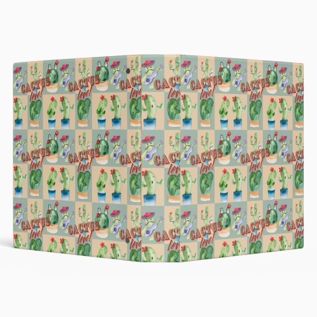 cactus love - watercolor pattern 3 ring binder (Background)