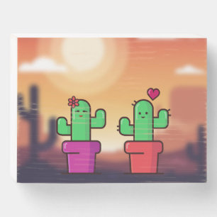 Cactus Love Wooden Box Sign