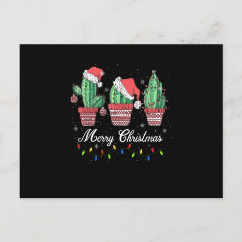 Cactus Lover Christmas Lights Santa Hat Funny Xmas Postcard