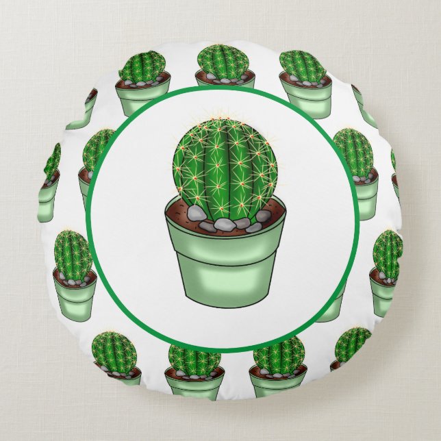 Cactus Makes Perfect | Plant Pun   Round Pillow (Front)