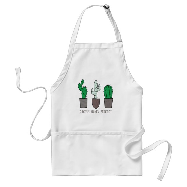 Cactus Makes Perfect Pun Adult Apron (Front)