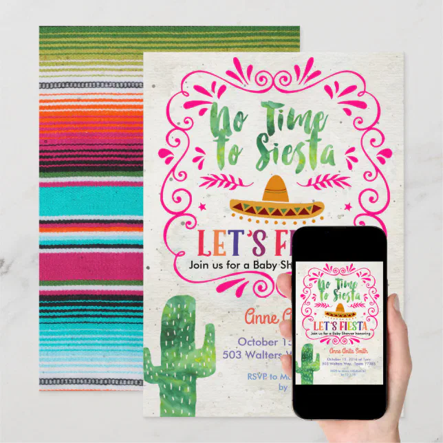 Cactus Mexican Baby shower Invitation Gold | Zazzle