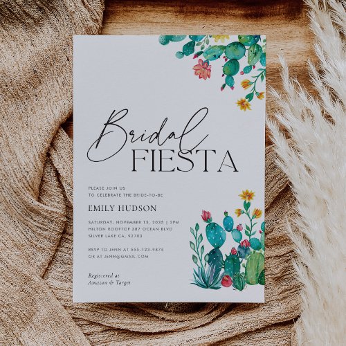 Cactus Mexican Fiesta Bridal Shower Invitation