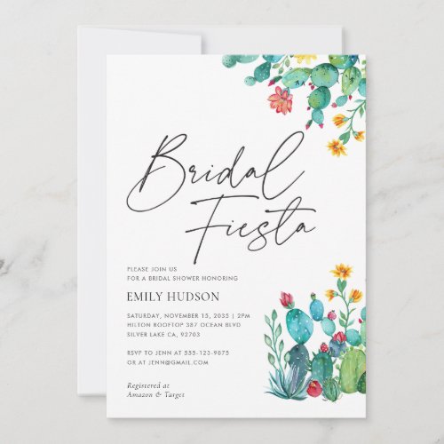 Cactus Mexican Fiesta Bridal Shower Invitation