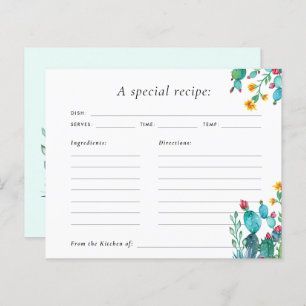 Cactus Mexican Fiesta Bridal Shower Recipe Card