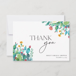 Cactus Mexican Fiesta Bridal Shower Thank You Card