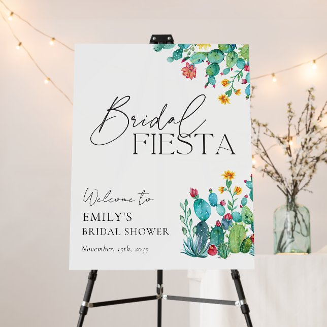 Cactus Mexican Fiesta Bridal Shower Welcome Sign (In Situ (Stand))