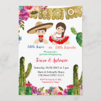 Cactus Mexican Gender Reveal Baby Shower Invitation