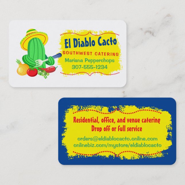 Cactus Mexican Southwestern chef catering Business Card (Front/Back)