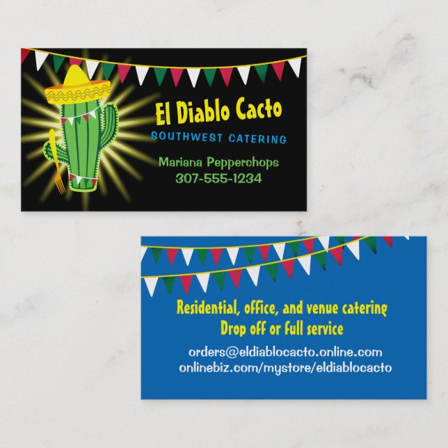 Cactus Mexican Southwestern chef catering Business Card (Front/Back)
