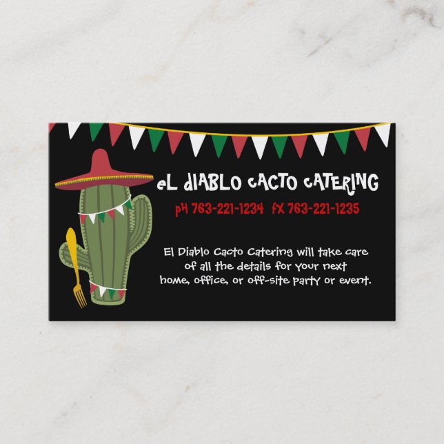 Cactus Mexican Southwestern cuisine catering Business Card (Front)