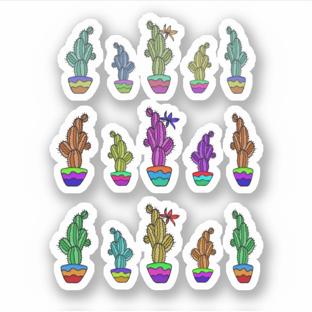 Cactus mini set, pack, bundle sticker (Front)