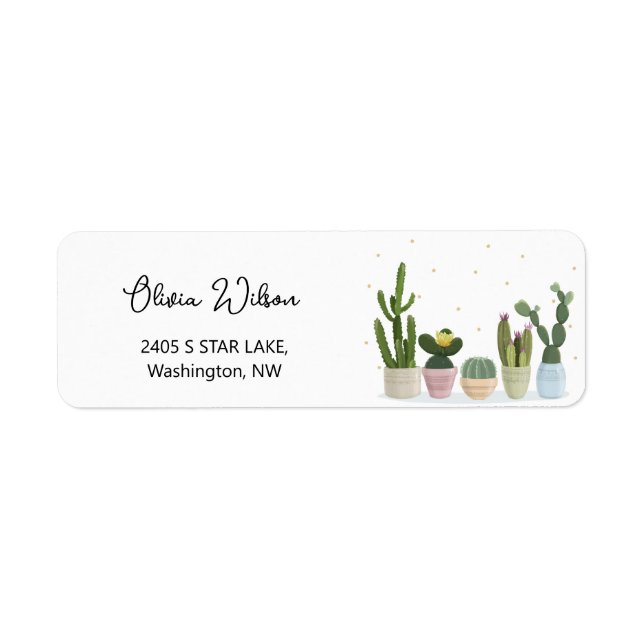 Cactus Minimalist Return Address Label (Front)