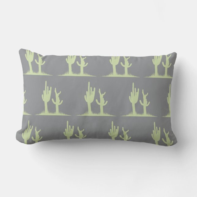 Cactus mint grey lumbar pillow (Front)