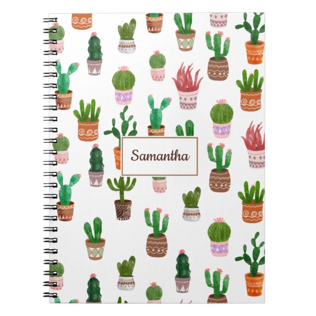 Cactus Modern Custom name Personalized Notebook (Front)