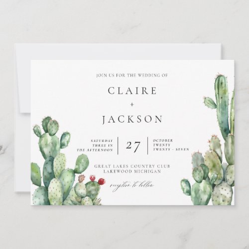 Cactus Modern Wedding Invitation