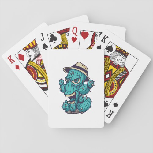 Cactus Monster Design Playing Cards