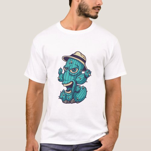 Cactus Monster Design T_Shirt