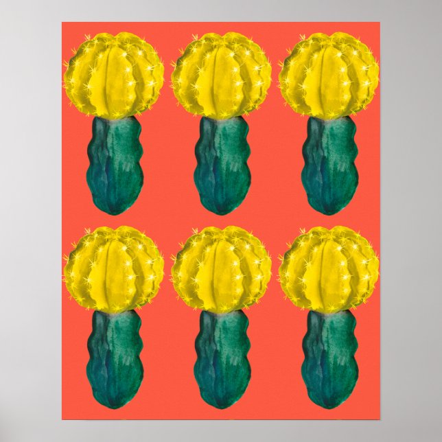 Cactus, Moon Cactus, Green Yellow Orange Poster (Front)