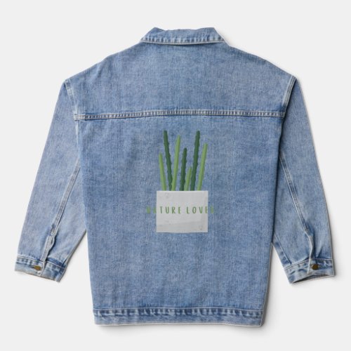 Cactus nature plant lover gift modern chic green  denim jacket