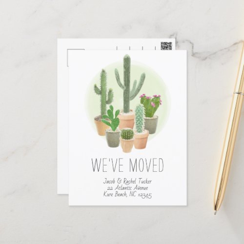 Cactus New Home Address Moving Announcement Postcard