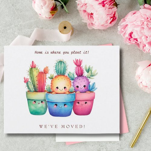 Cactus New Home Moving Announcement Watercolor  Postcard