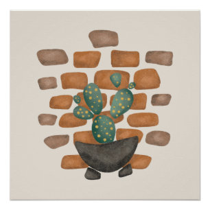 Cactus Oasis: Brick Wall Decor Inspired by Nature