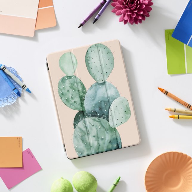 Cactus on Coral iPad Pro Cover (Desk)