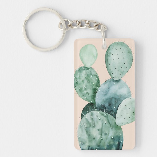 Cactus on Coral Keychain (Front)