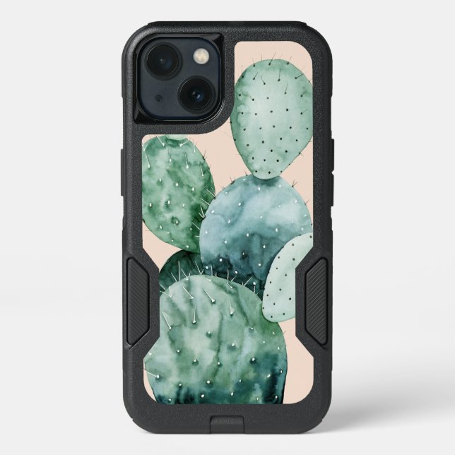 Cactus on Coral Otterbox iPhone Case (Back)
