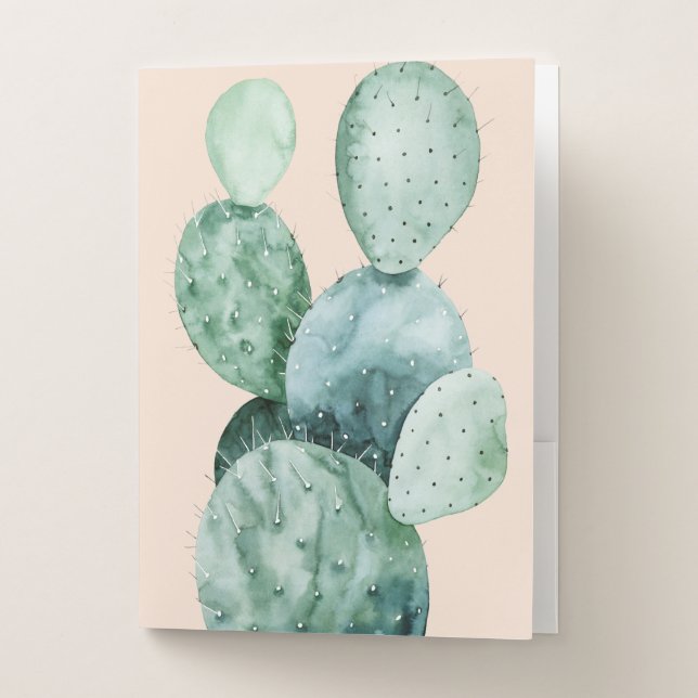 Cactus on Coral Pocket Folder (Front)