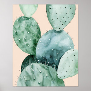 Cactus on Coral Poster