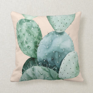 Cactus on Coral Throw Pillow
