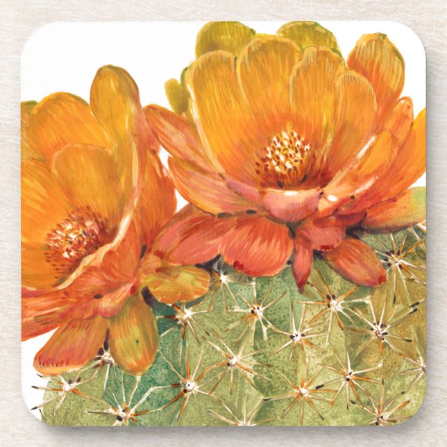 Cactus Orange Blossoms Drink Coaster (Front)