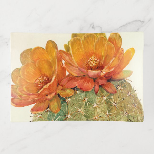 Cactus Orange Blossoms Trinket Tray (Front)