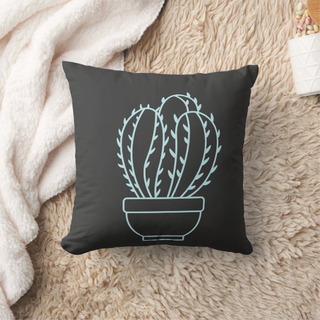 Cactus outline throw pillow (Blanket)