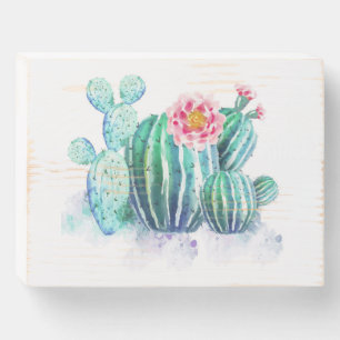 Cactus Painted Wooden Box Sign