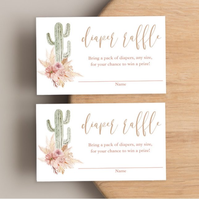 Cactus pampas boho baby shower diaper raffle cards (Creator Uploaded)